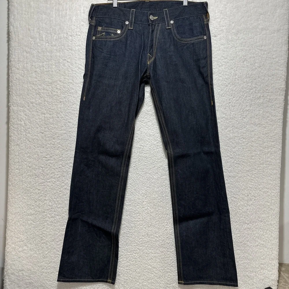 Vintage True‎ Religion Jeans Bobby QT Blue Dark Wash Size 33 Made In USA